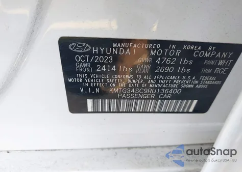 2024 Genesis G70 2.5T Rwd from USA, damaged, VIN KMTG34SC9RU136400